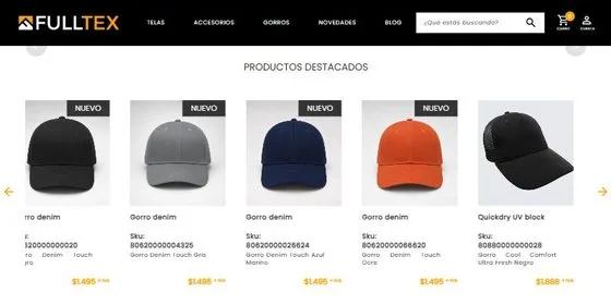 Portada de la tienda online de Fulltex, hecha con XCommerce
