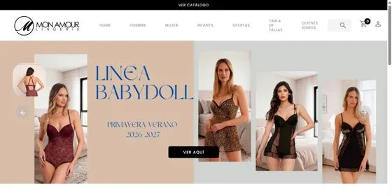 Portada de la tienda online de Monamour, hecha con XCommerce