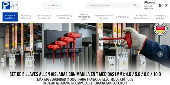 Portada de la tienda online de Poirot, hecha con XCommerce