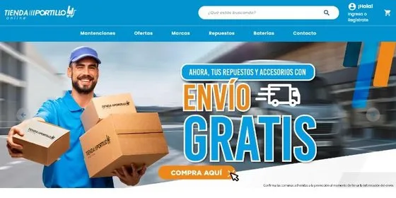 Portada de la tienda online de Portillo, hecha con XCommerce
